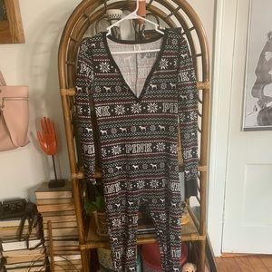 Victoria’s Secret pink onesie fair isle print